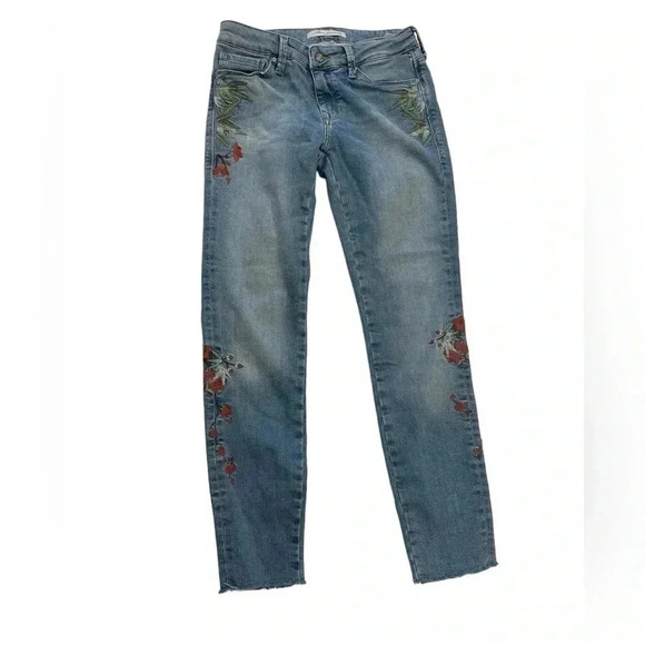 Mavi Adriana Ankle Floral Embroidery Super  Skinny Jeans Size 25 - Picture 1 of 11